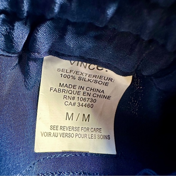 Vince Navy Blue 100% Silk Drawstring Waist Tapered Slim Leg Tuxedo Stripe Pants - Picture 10 of 16